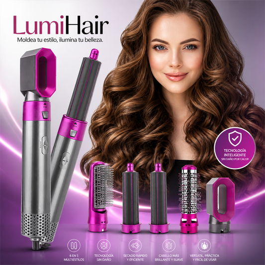 LumiHair PRO- CEPILLO ALISADOR SECADORO 5 EN 1